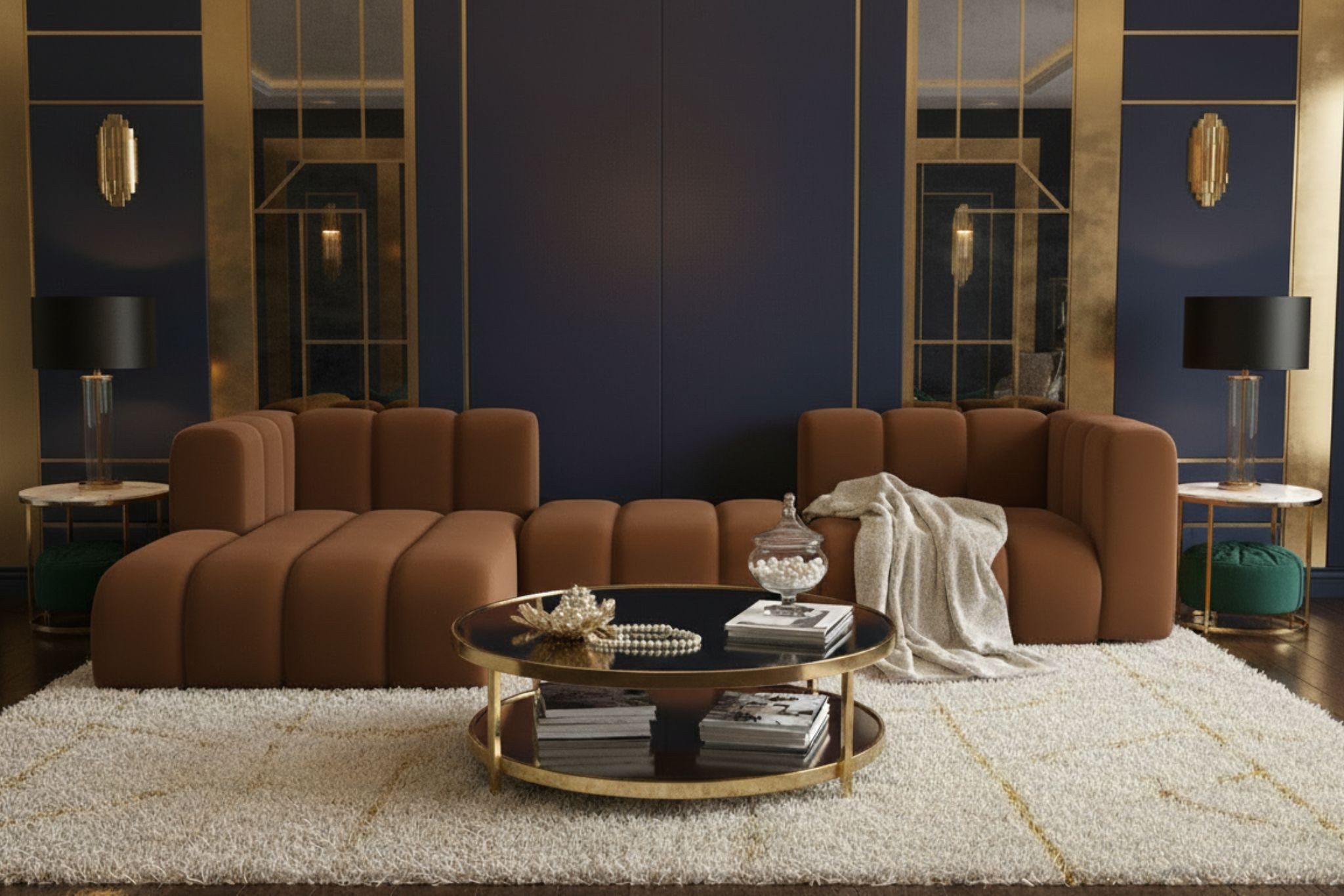 Kaiser Möbel Ecksofa Grand L 319 cm aus Veloursstoff Salvador, Einzelartikel, weich gerundetes, modernes Design,formstabile Polsterung