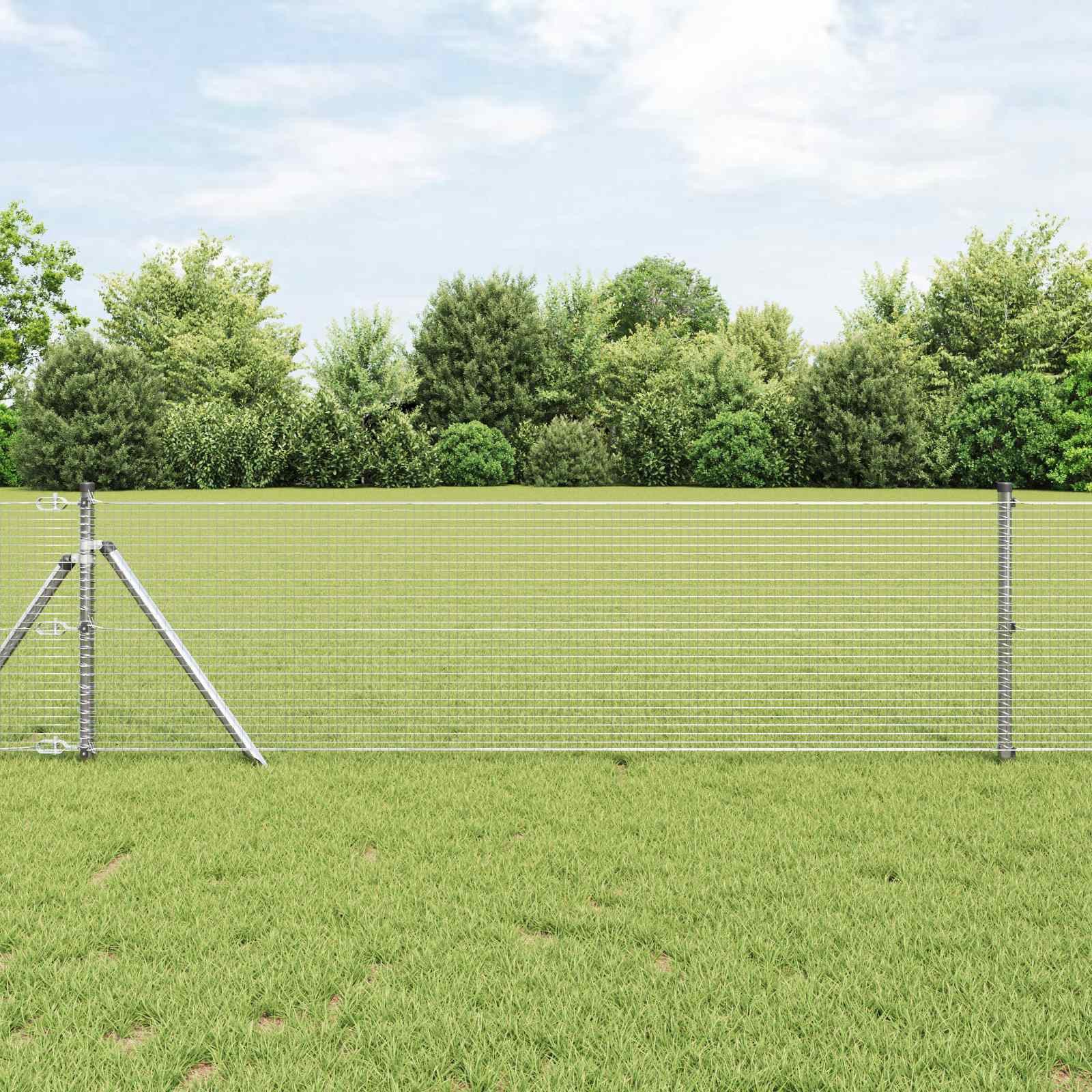 vidaXL Gartenzaun Geschweißter Drahtzaun Silber, (1-St)