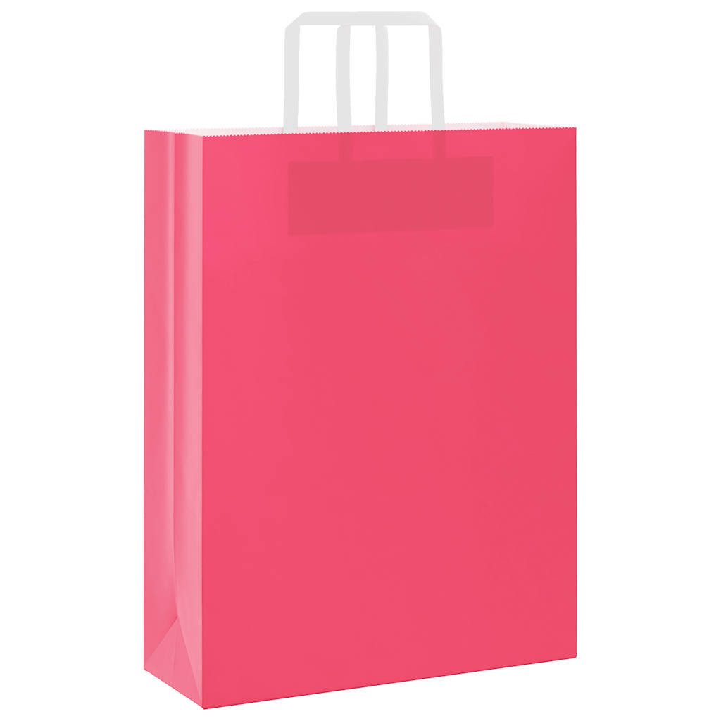 vidaXL Tragetasche, Papiertragetaschen 250 Stk. mit Henkeln Rosa 32x12x42 cm