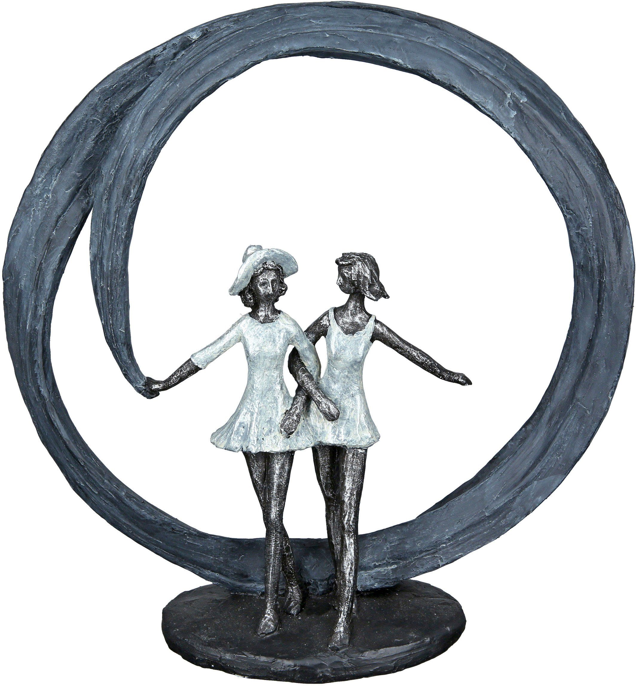 Casablanca by Gilde Dekofigur »Skulptur More than friends, grau/silber« (1 Stück), Dekoobjekt, Höhe 33 cm, 2 Frauen in grauem Kreis, auf schwarzer Basis, Wohnzimmer-Otto