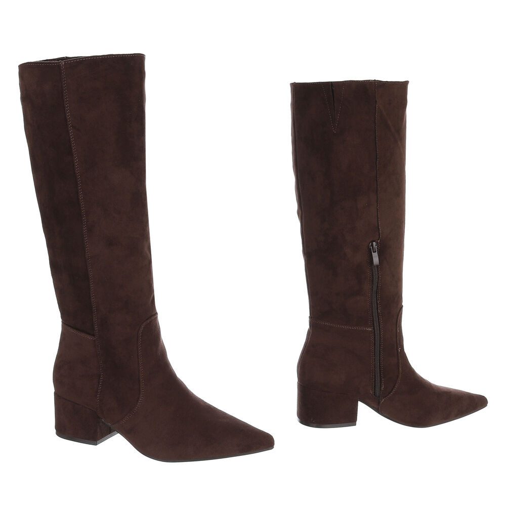 Ital-Design Damen Langschaftstiefel mit Blockabsatz und spitzer Form Stiefel (92214402) Blockabsatz Stiefel in Braun – Bild 4 von 5