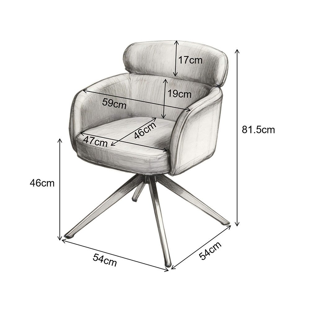 PPkrimnel Drehstuhl Ergonomischer Chenille-Schalenstuhl mit Armlehnen (2 St), 360° drehbarer Polstersessel für Esszimmer & Wohnzimmer – Bild 2 von 5