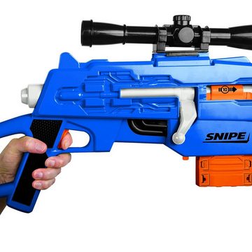 Buzz Bee Toys Blaster Dartblaster Master Tek Sniper Blau, Coole Dartblaster Sniper Rifle mit Bolt Action