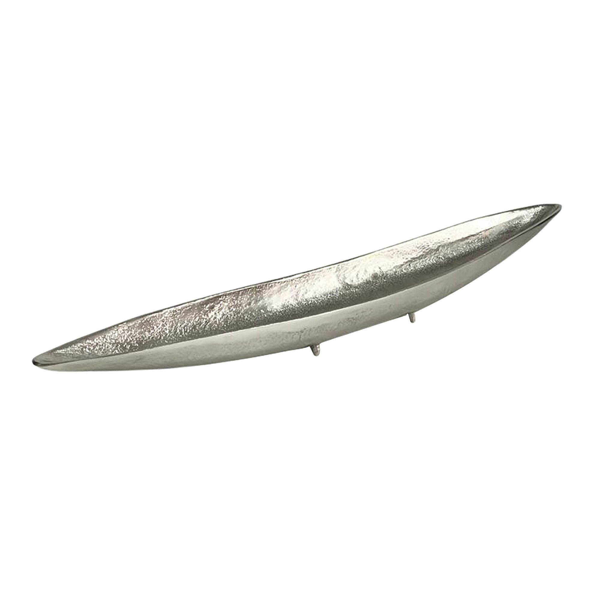 Wohnling Dekoschale WL7.566 Tischdeko 80cm Silber Aluminium Wohnaccessoire Metallschale (Elegante Form für stilvolle Tischdekoration), Modernes Wohnaccessoire mit edler Ausstrahlung