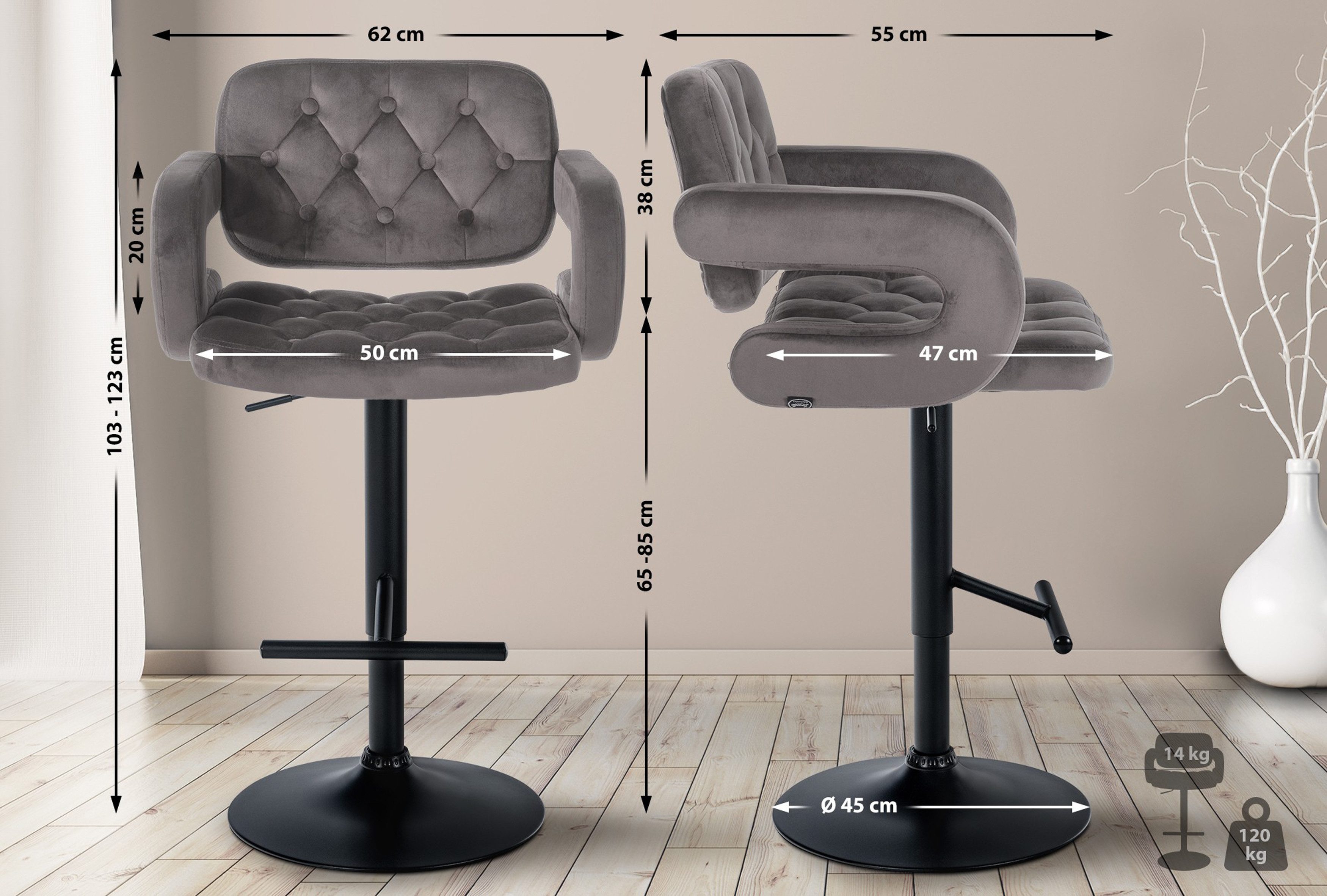 TPFLiving Barhocker höhenverstellbar (Barstuhl - Hocker günstig online kaufen