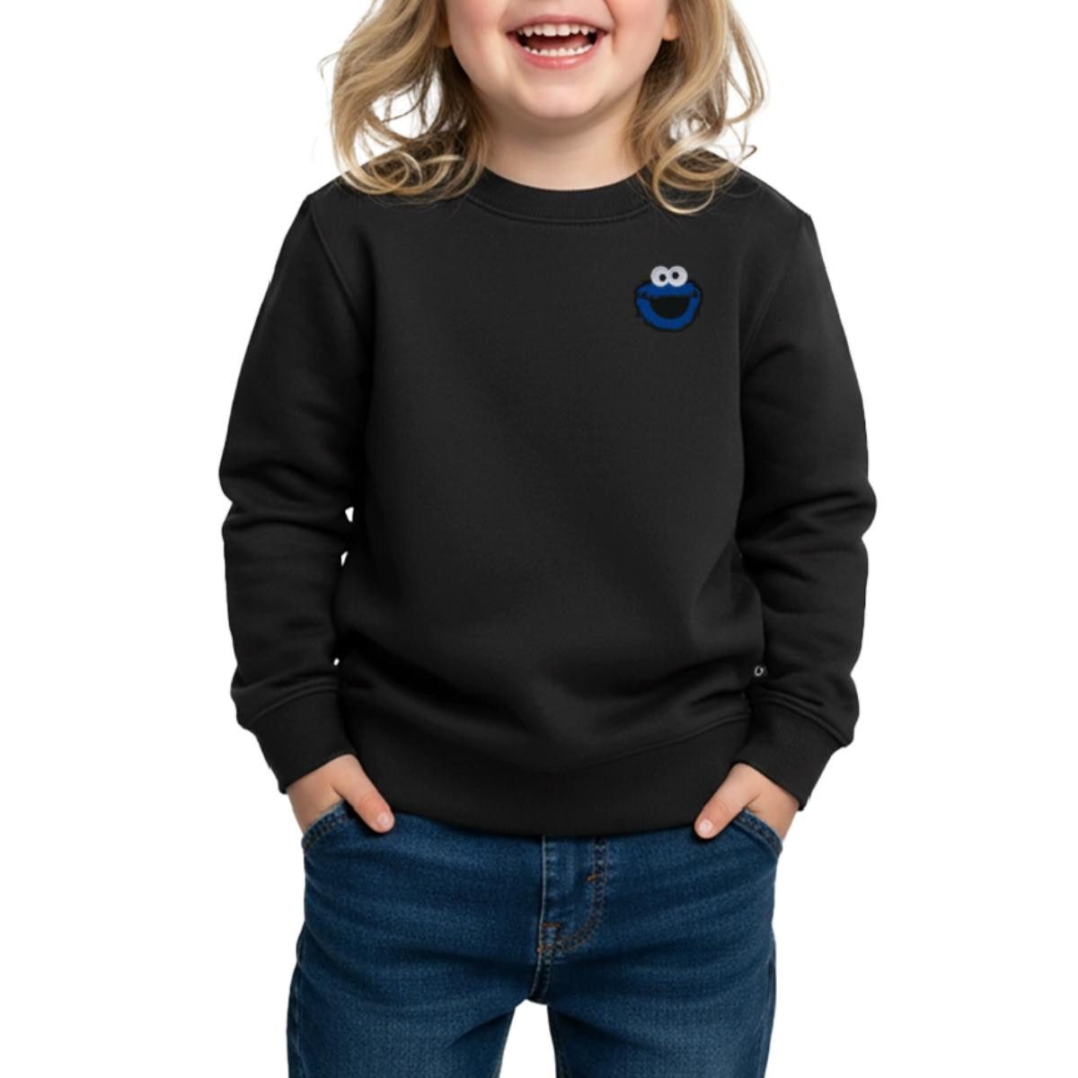 Spreadshirt Sweatshirt Sesamstraße Stick Krümelmonster Kinder/Teenager Premium Pullover (1-tlg)