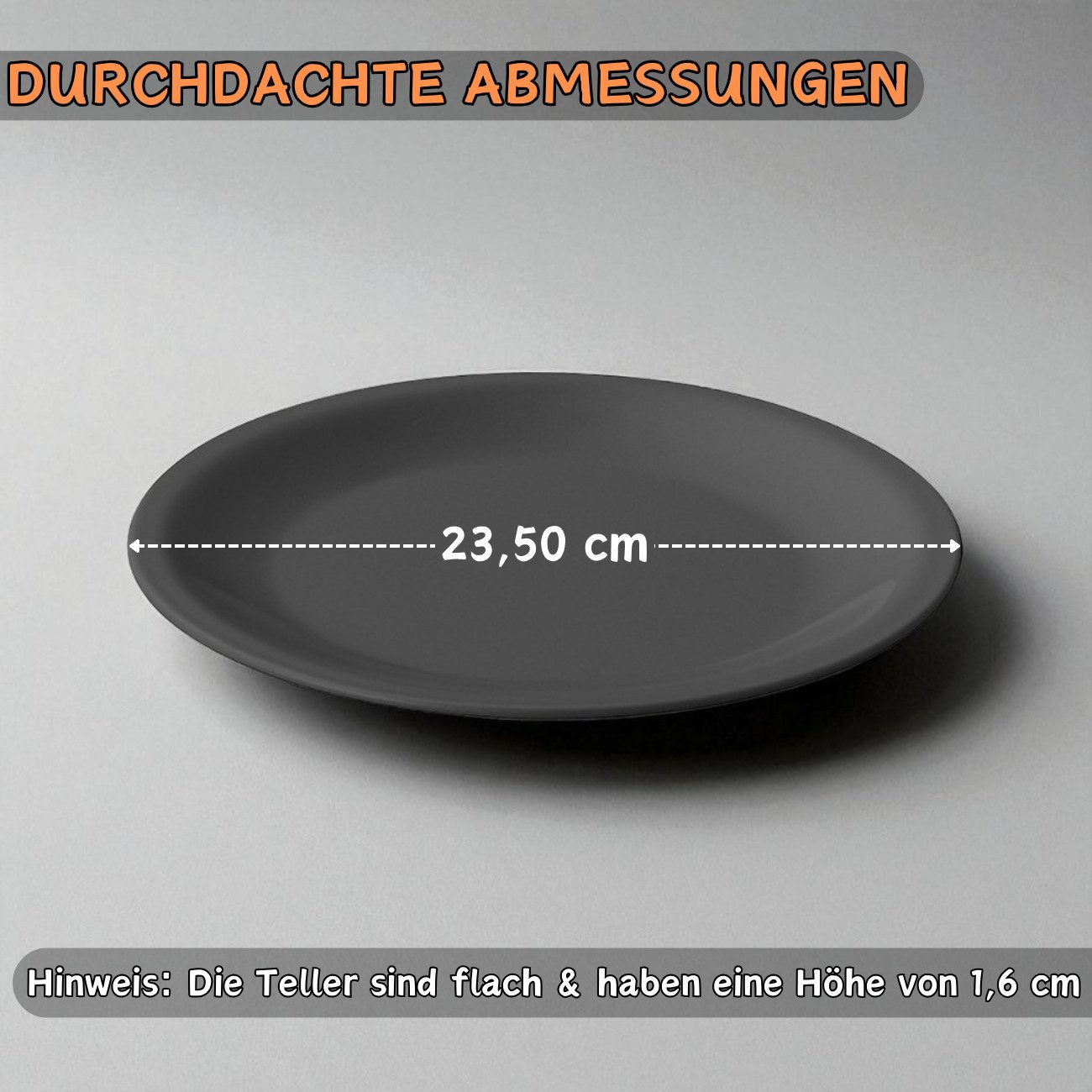 Engelland Plastikteller Wiederverwendbare Kunststoffteller, flach, BPA-frei, Ø 23,5 cm, (20 St), bruchfest, Mehrweg, mikrowellen- & spülmaschinenfest, Camping, Party