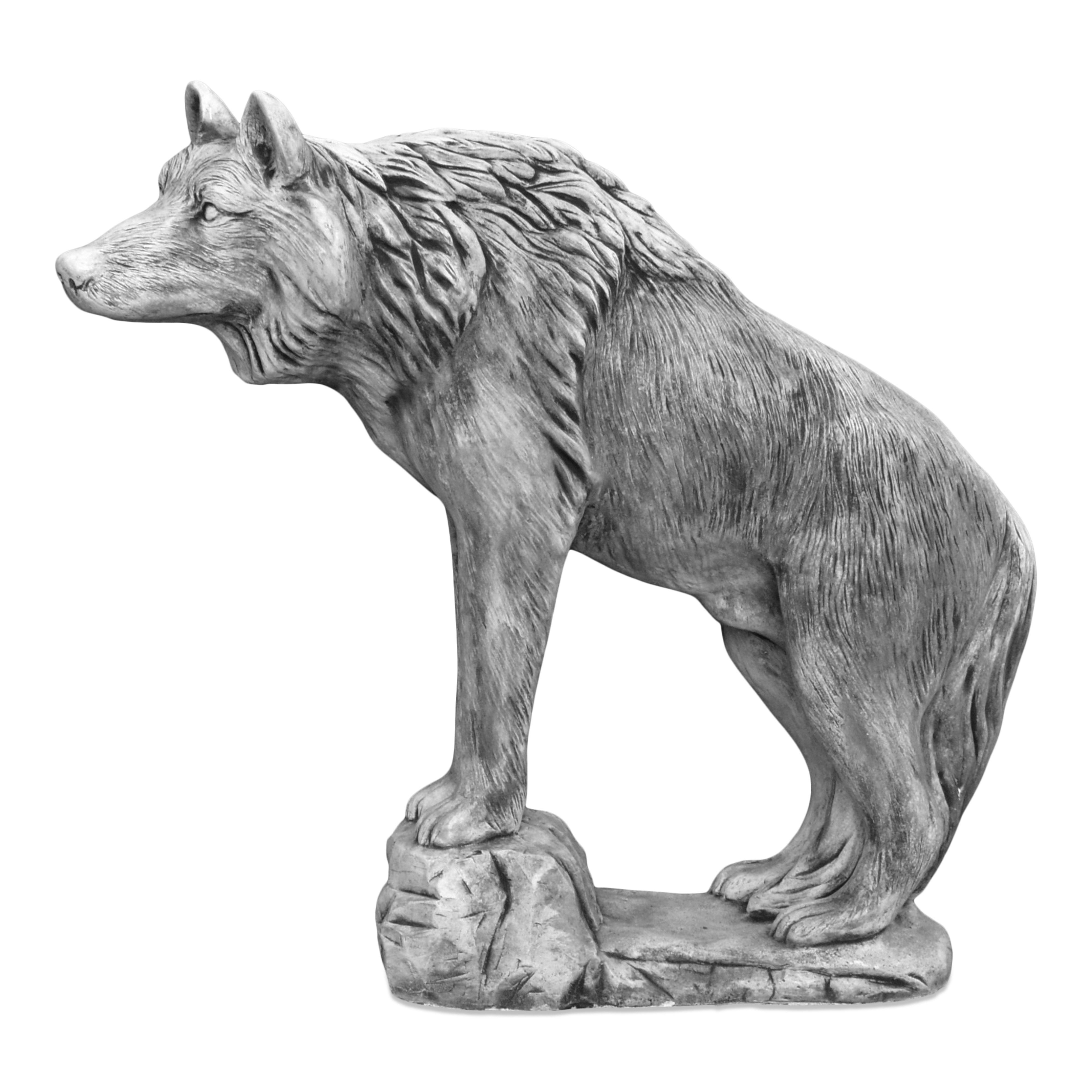 gartendekoparadies.de Gartenfigur Imposante Wolf Statue, Steinfigur, H. 82 cm, 125 kg, Frostsicher