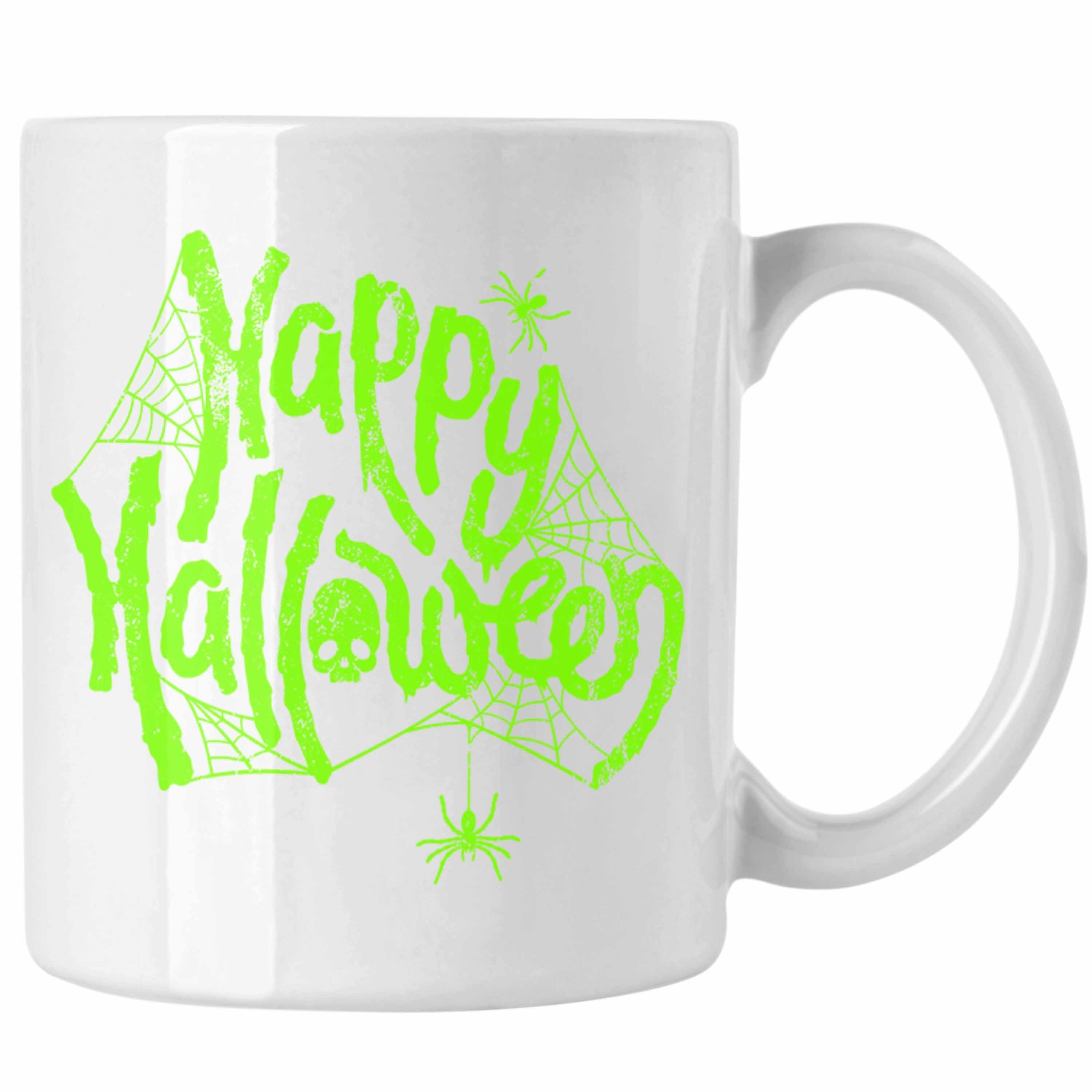 Trendation Tasse Halloween Tasse Kürbis Dekoration Becher Boo Geist Daumen Runter Weiss