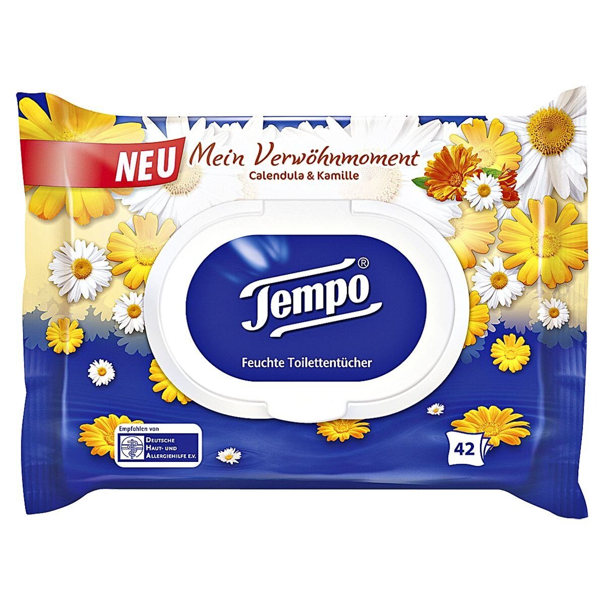 TEMPO Toilettenpapier Mein Verwöhnmoment Calendula & Kamille, 1-lagig, 42 Tücher