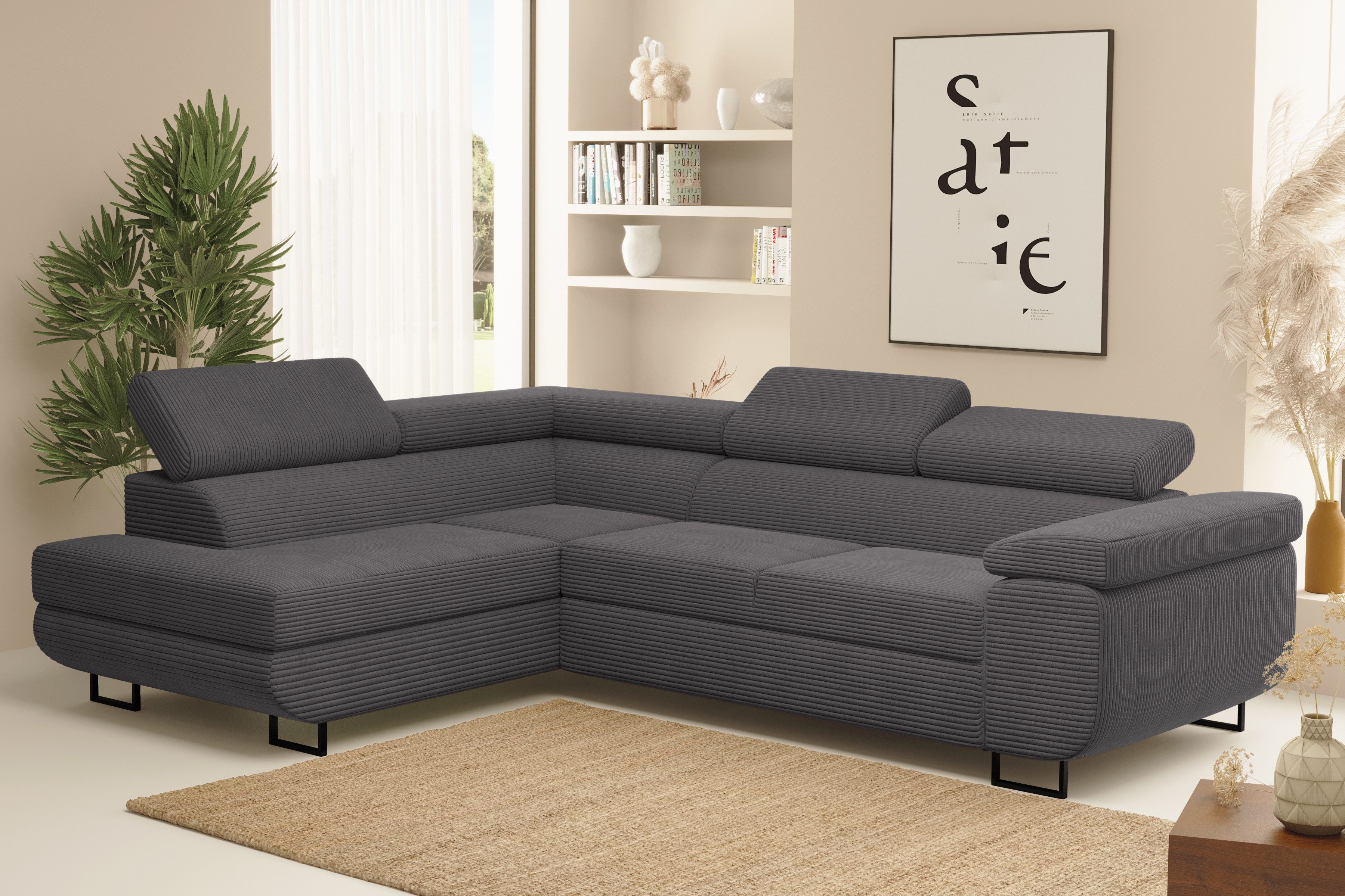 yourhouse24 Ecksofa TOKYO mit Schlaffunktion, mit Bettfunktion und Bettkasten, Seite universal