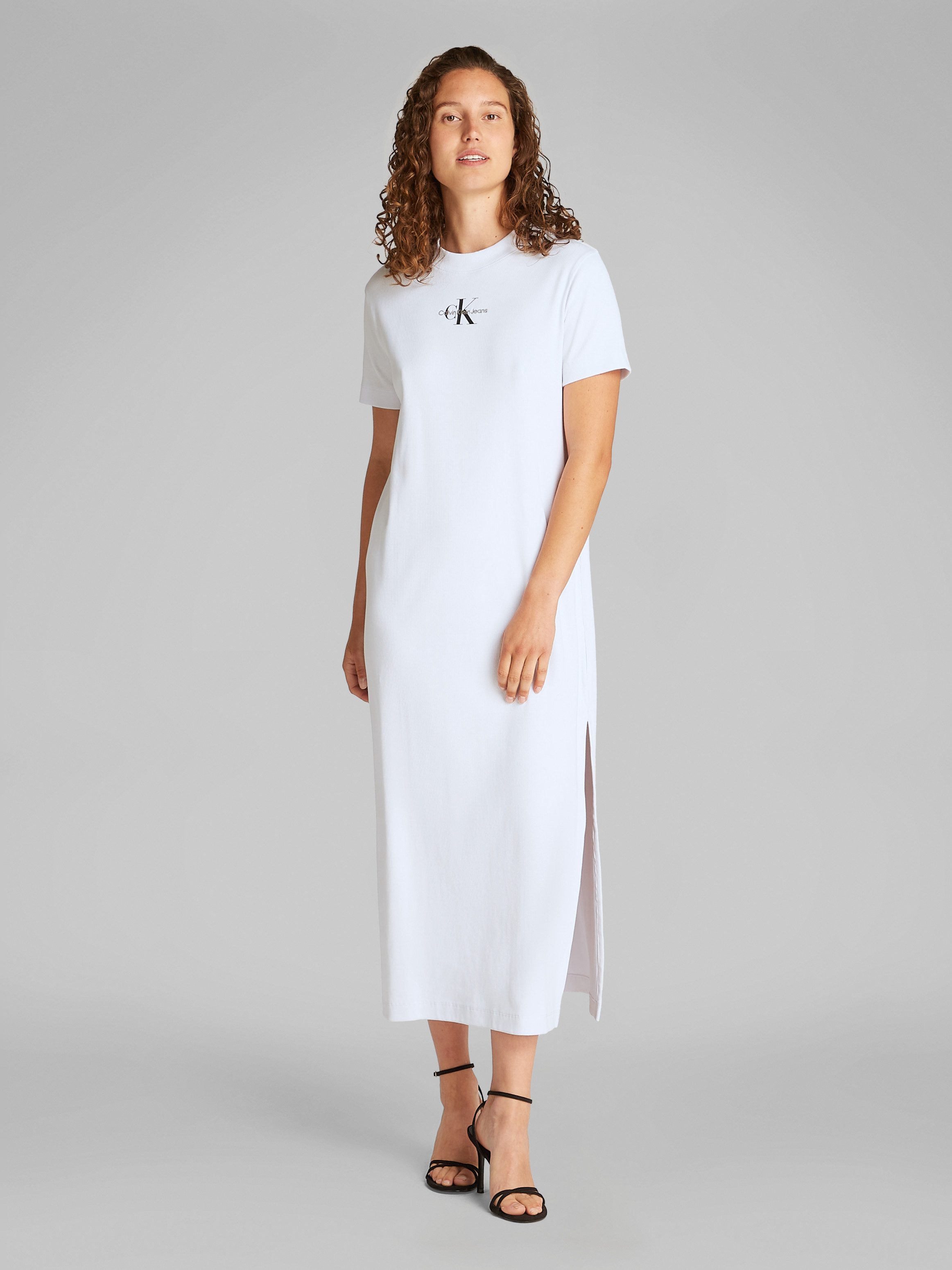 Calvin Klein Jeans midi dress MONOLOGO LONG RIB TEE DRESS with logo