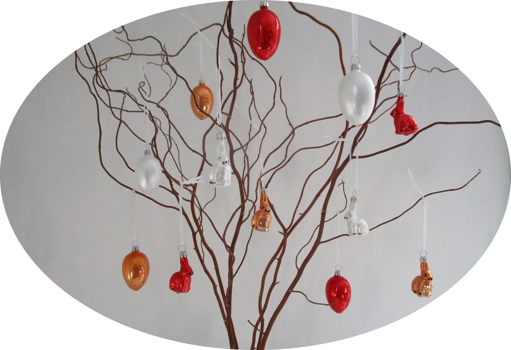 Nostalgie Christbaumschmuck Thüringen Osterfigur Ostereier und Osterhasen klein Mix (gemischtes Set, 12 tlg), MADE IN GERMANY