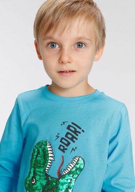 KIDSWORLD Langarmshirt mit Dino-Motiv aus Wendepailletten