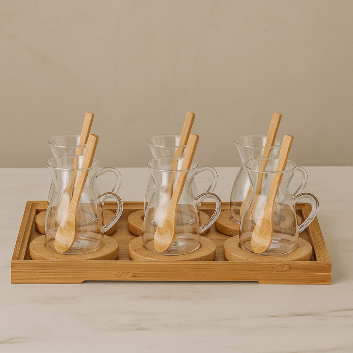 Bricard Teeglas Teeglas mit Untersetzer und Tablet Set 19 Teilig 6 Personen