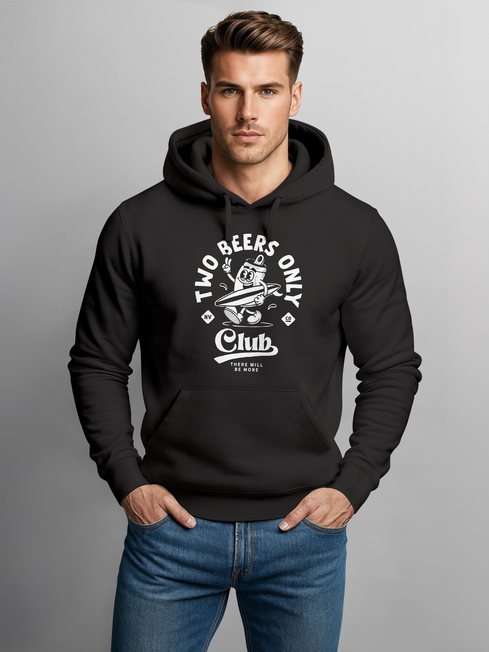 Neverless Hoodie Hoodie Herren Print Bier Design Two Beers Only Club Kapuzensweatshirt