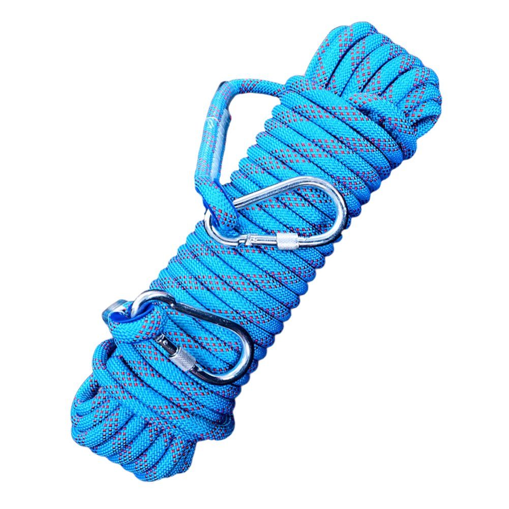 OSTWOLKE Kletterseil Sicherheitsseil 20m Statisches Seil 12mm mit 2 Karabinern Kletterseil, für Wandern Outdoor Bergsteigen Sport Camping