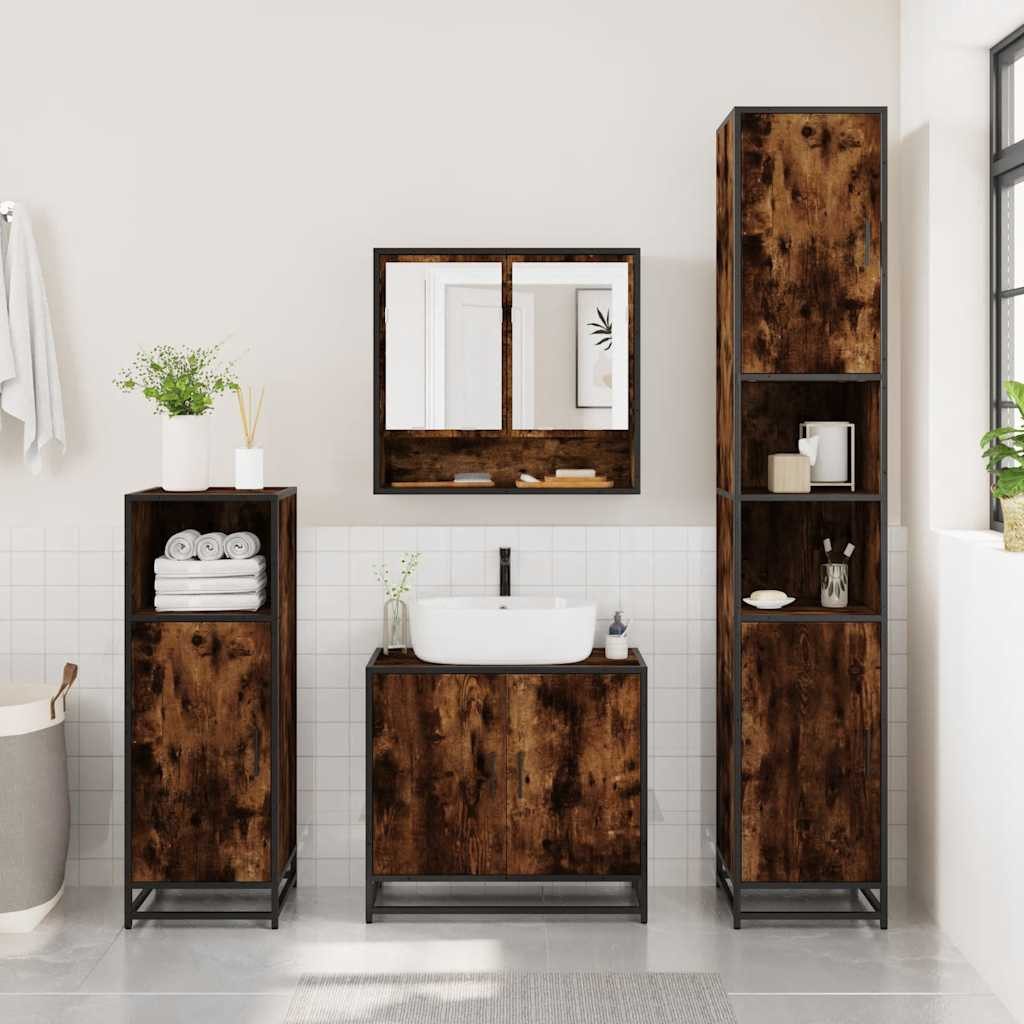 vidaXL Badezimmerspiegelschrank Bad-Spiegelschrank Räuchereiche 65x20x60 cm günstig online kaufen