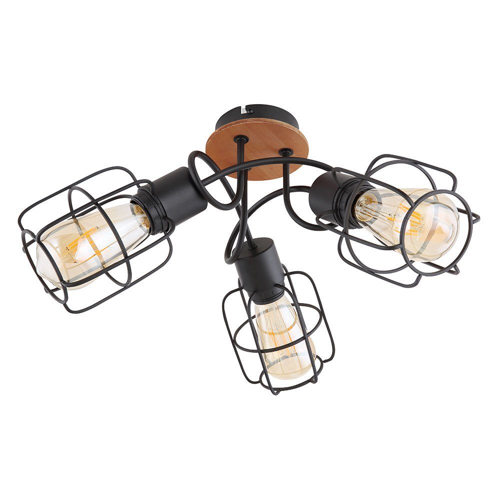 Industrielle LED Deckenleuchte Mit 4 Glaskugeln | Schwarz, 61x61 Cm, Dimmbar, Warmweiß