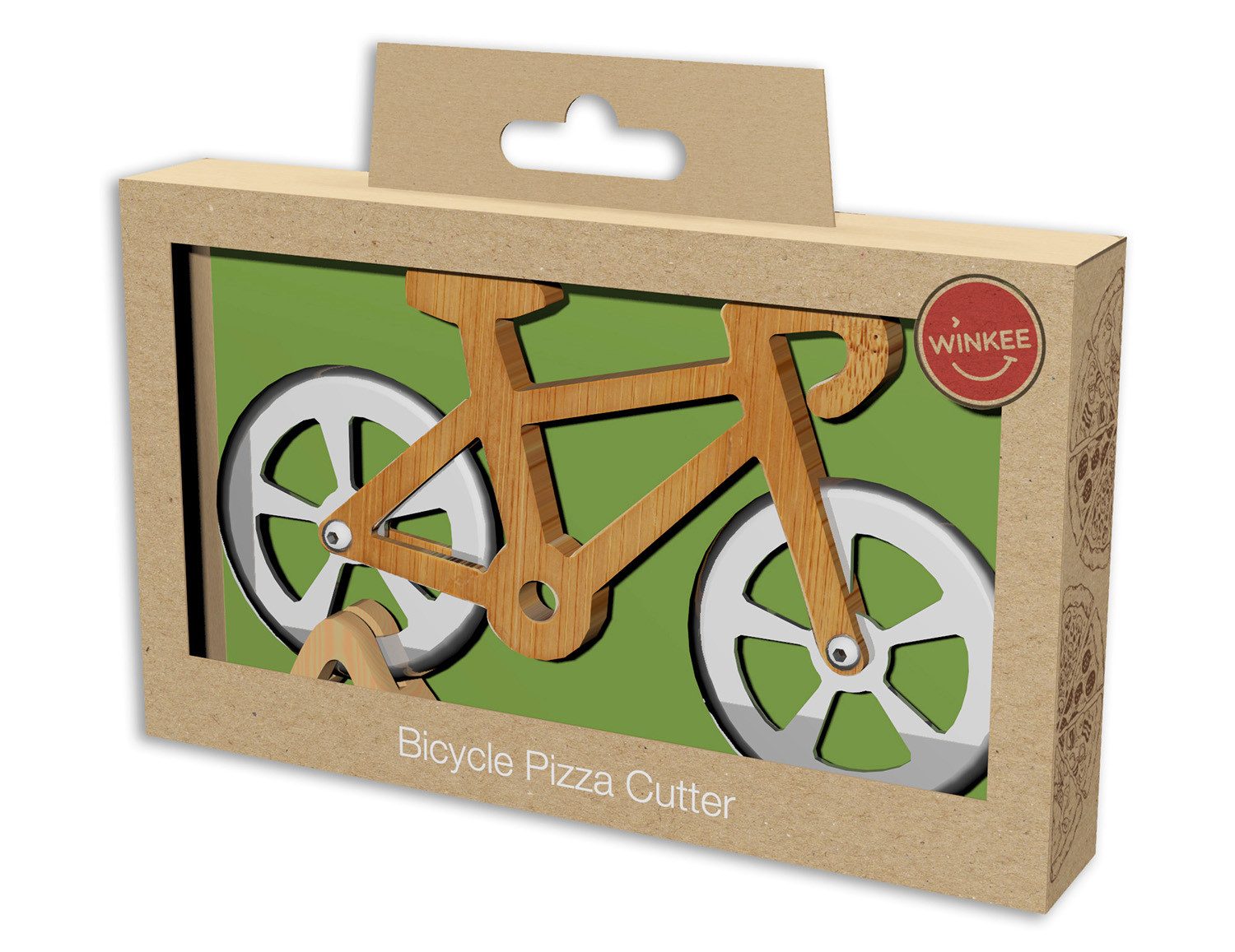 Winkee Pizzaschneider Fahrrad mit Ständer, ca. 17,5 x 10,5 x 3 cm