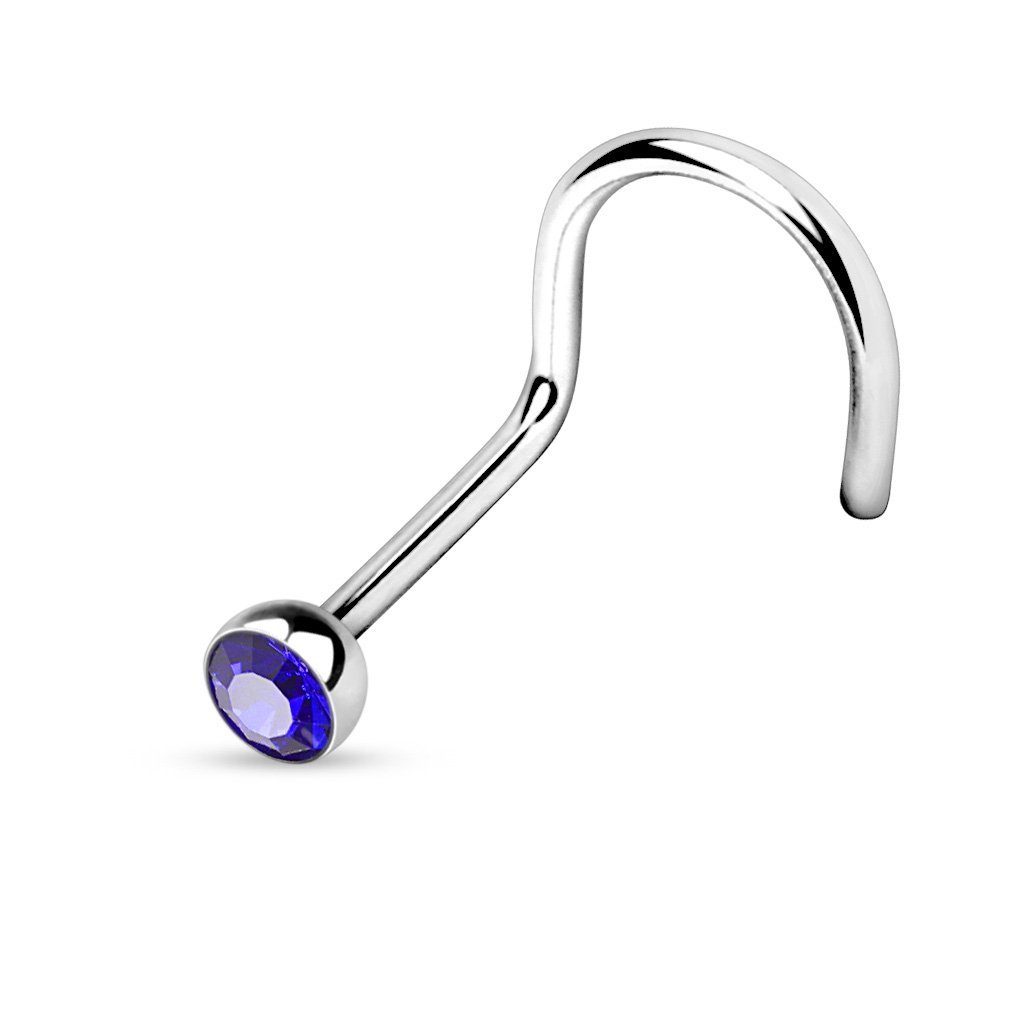 viva-adorno Nasenpiercing 1,0mm Nasenstecker gebogen Zirkonia Kristall Nase günstig online kaufen