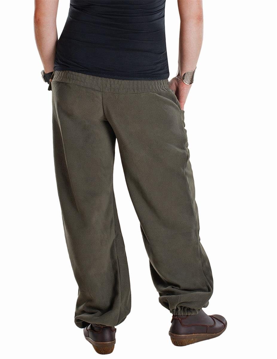 Fleecehose aus Winter Hüfthose, Haremshose olive Yoga Vishes Warme Hippie Goa, Thermohose Fleece Style