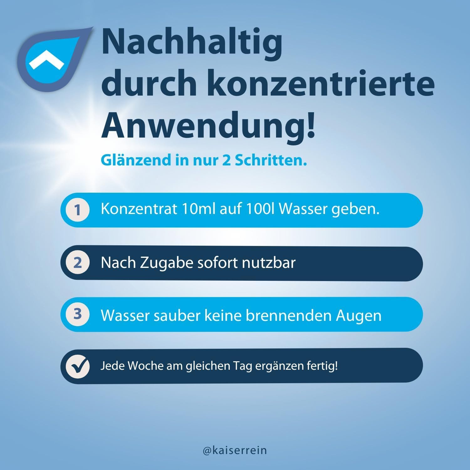 KaiserRein Poolpflege Planschbecken und Pool Desinfektion, Hochkonzentriert, Desinfizierend, Geruchshemmend
