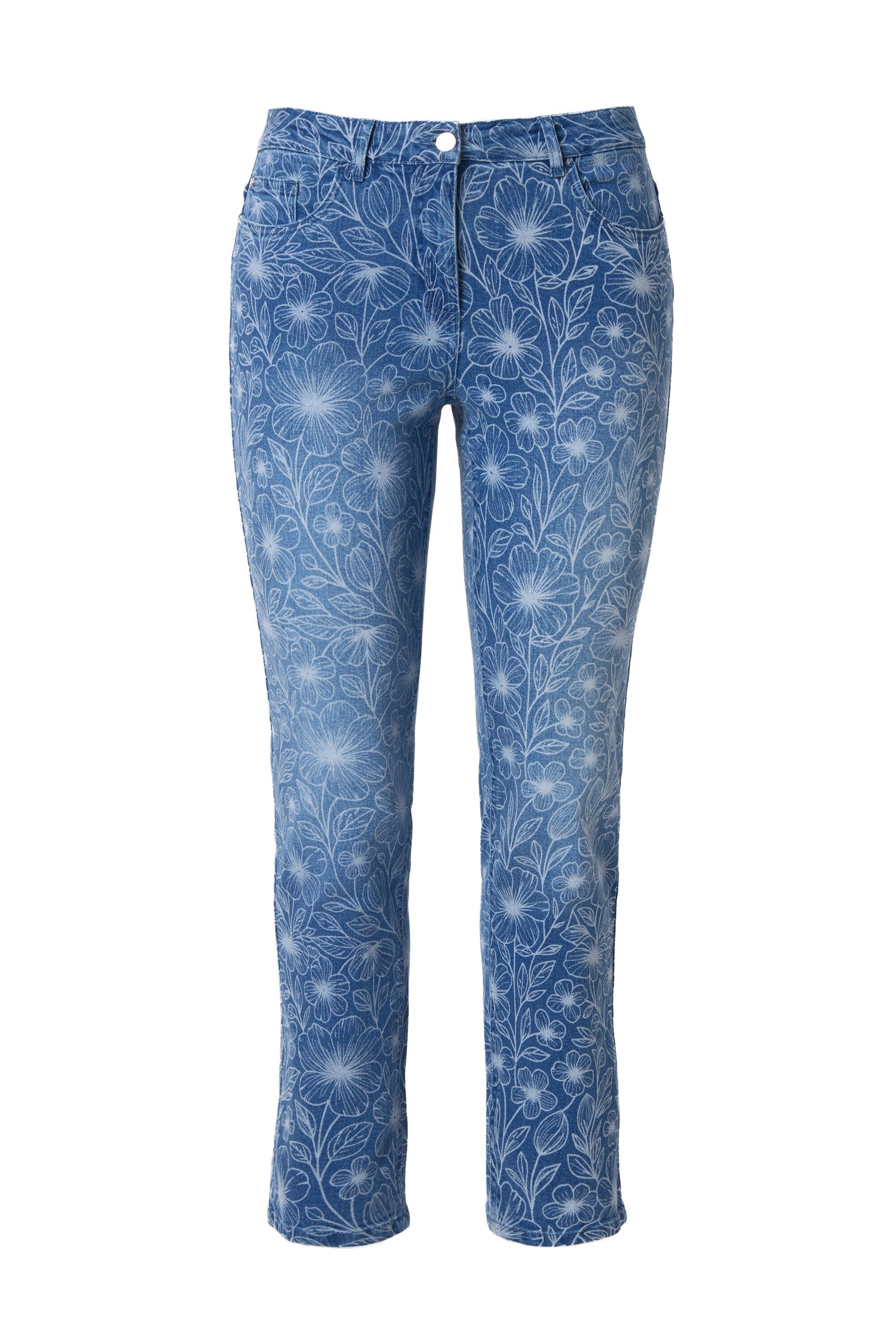 Röhrenjeans Jeans Emma Slim Fit Blütenmuster 5-Pocket