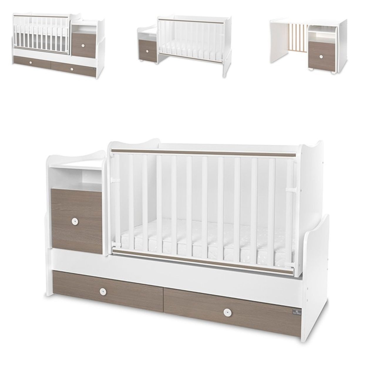 Lorelli Komplettbett Babybett Trend Plus 70x160cm, Schreibtisch Kinderbett Schubladen Kommode