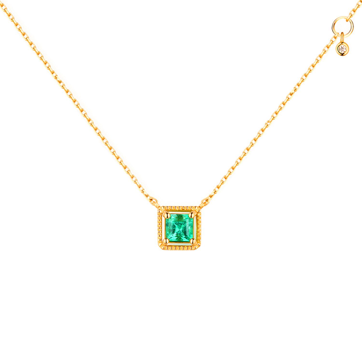 jalleria Charm-Kette Smaragd-Zirkon-Halskette, 18 Karat vergoldet, weißer Zirkon, Choker (1-tlg)