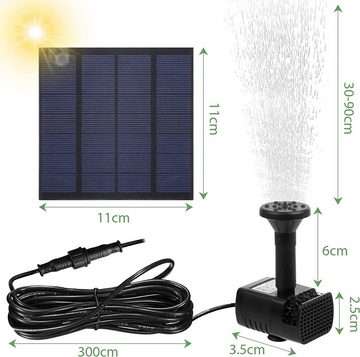 UE Stock Teichpumpe 1,8 W Solarpumpe Teichpumpe Springbrunnen Pumpe 4 Verschiedenen Düsen