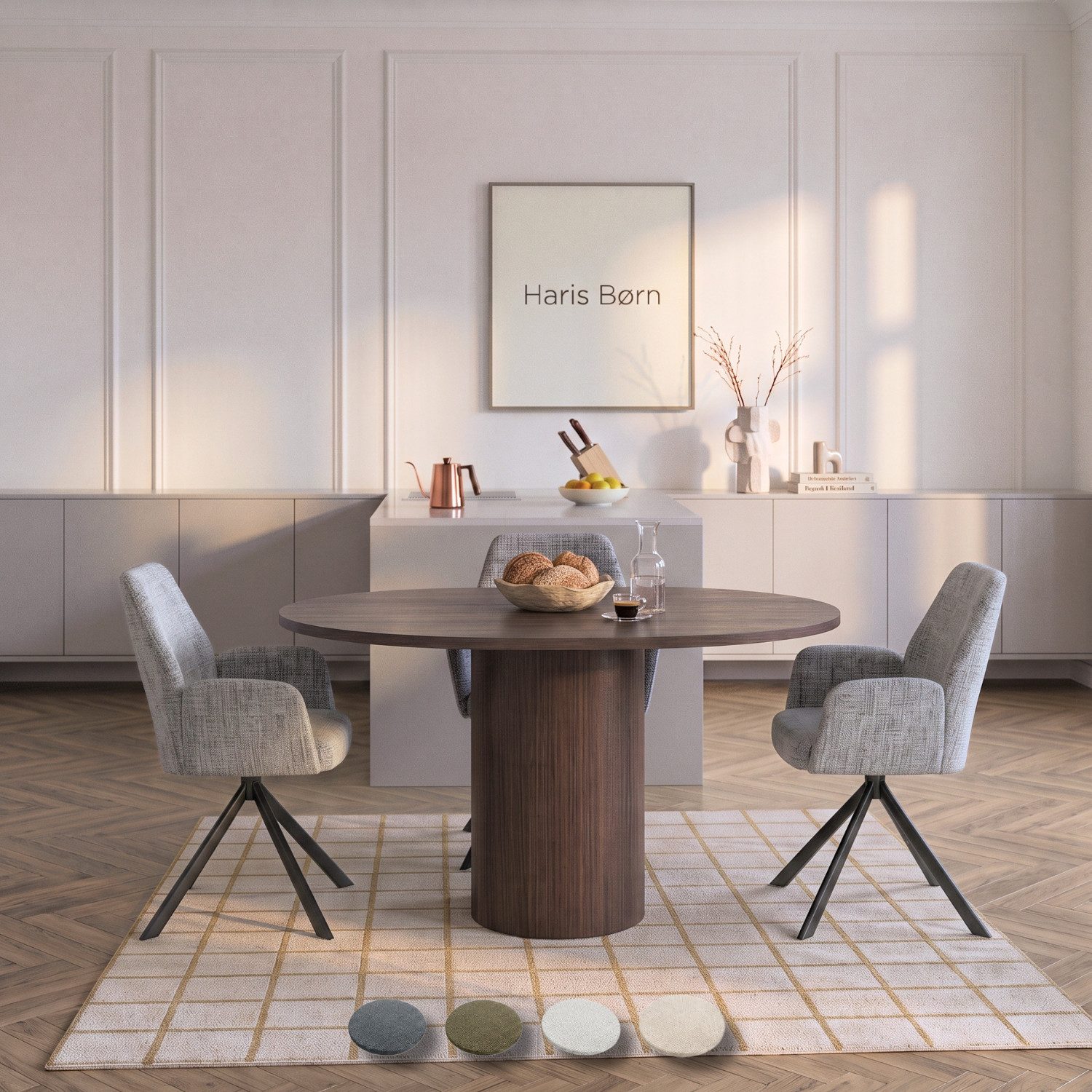 Haris Børn Esszimmerstuhl Armlehnstuhl drehbar - Polsterstühle für Esszimmer (Set, 2 St), Premium Esszimmerstühle drehbar & Esstisch Stühle - Drehstuhl