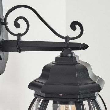 hofstein Außen-Wandleuchte »Meyen« Wandlampe abwärts aus Metall/Glas in Schwarz/Klar, ohne Leuchtmittel, Wandleuchte mit E27, Außenleuchte, IP44