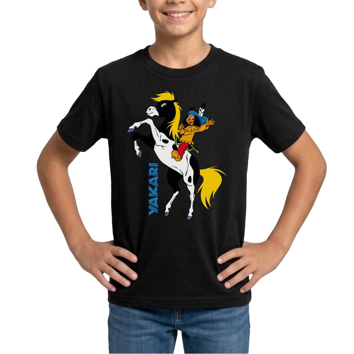 T-Shirt Yakari Winkt Auf Pferd Kleiner Donner Teenager T-Shirt