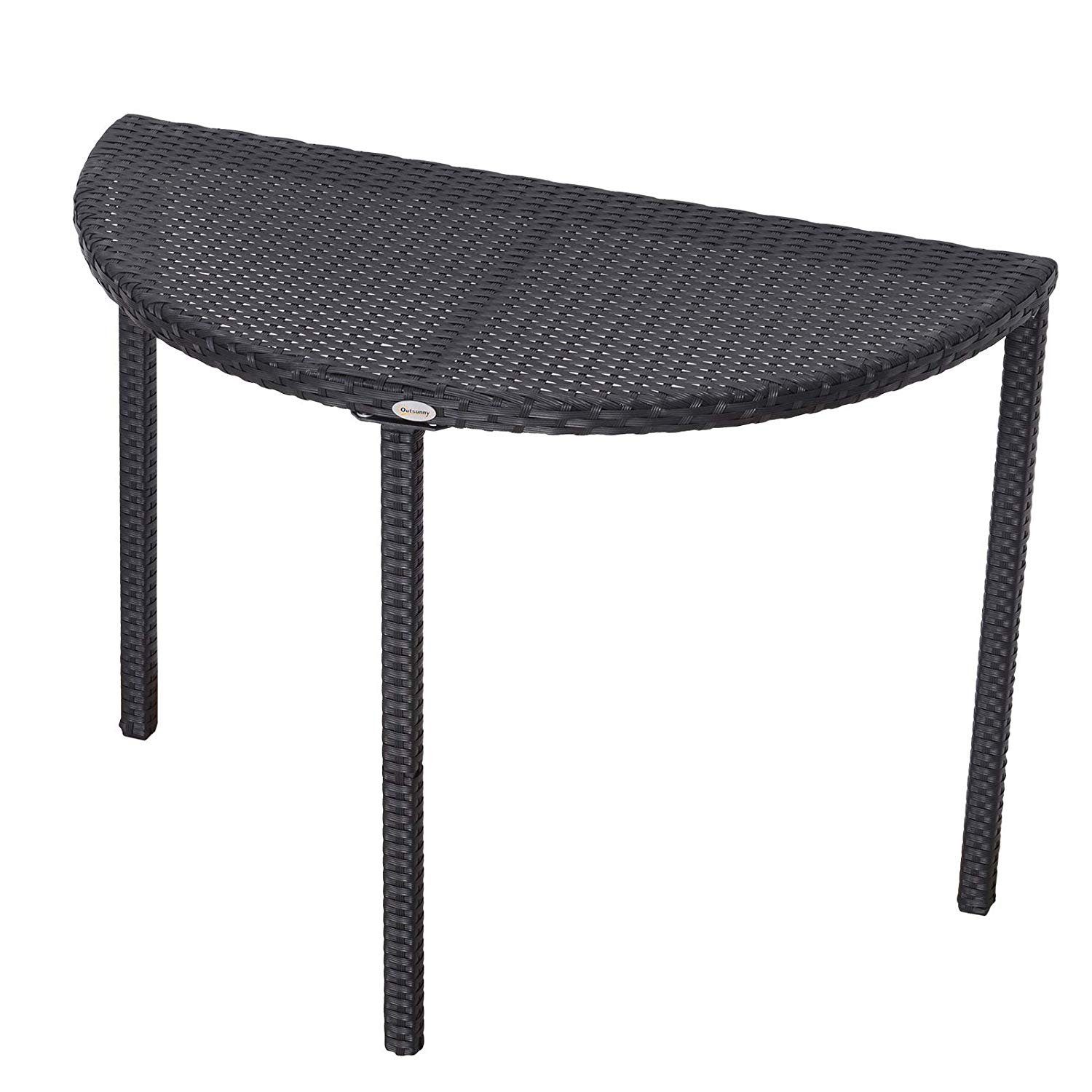 Outsunny Gartentisch »Rattan Balkontisch halbrund« OTTO