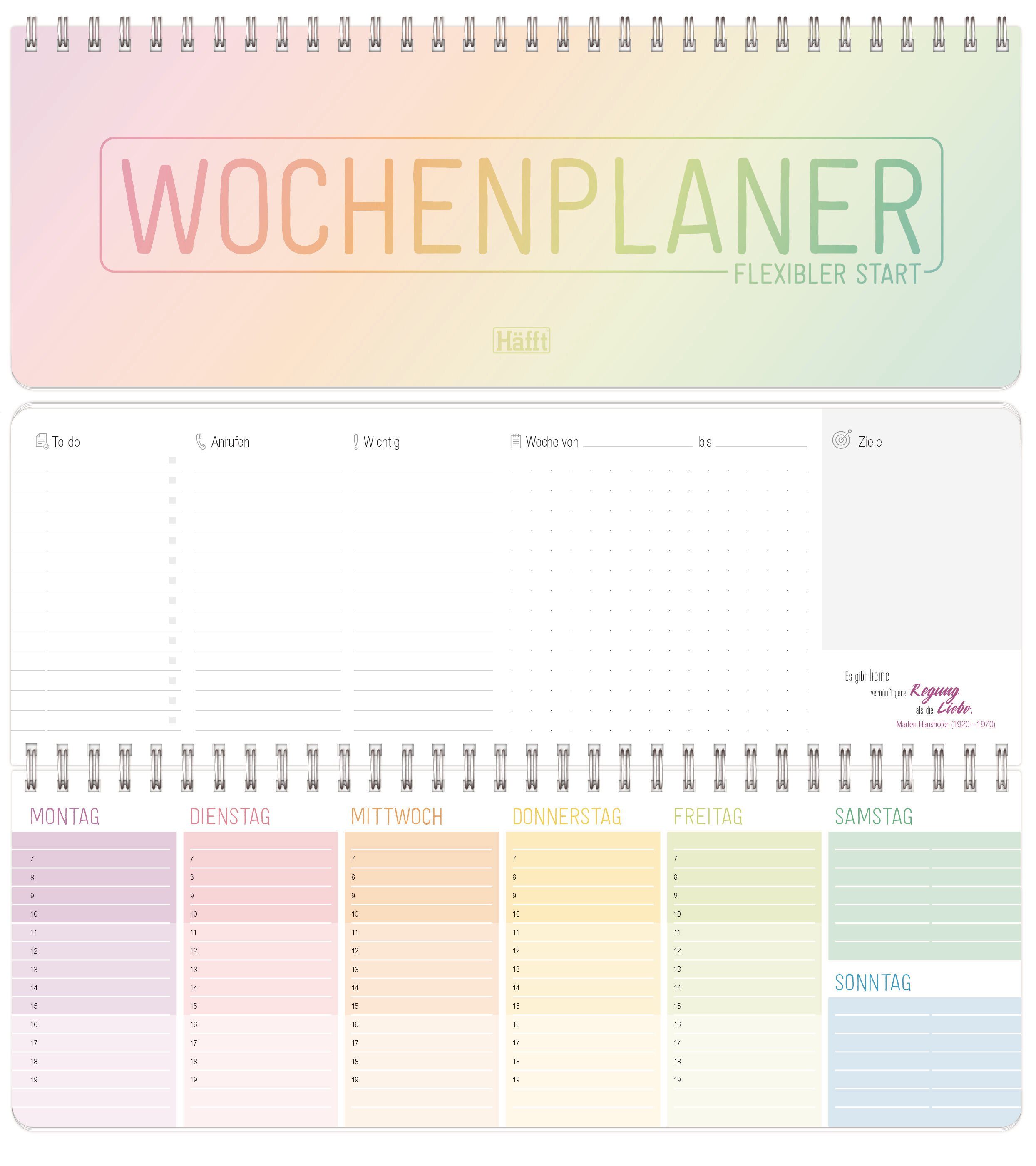 Häfft Querkalender Häfft-Tischkalender undatiert [Rainbow] mit Aufsteller