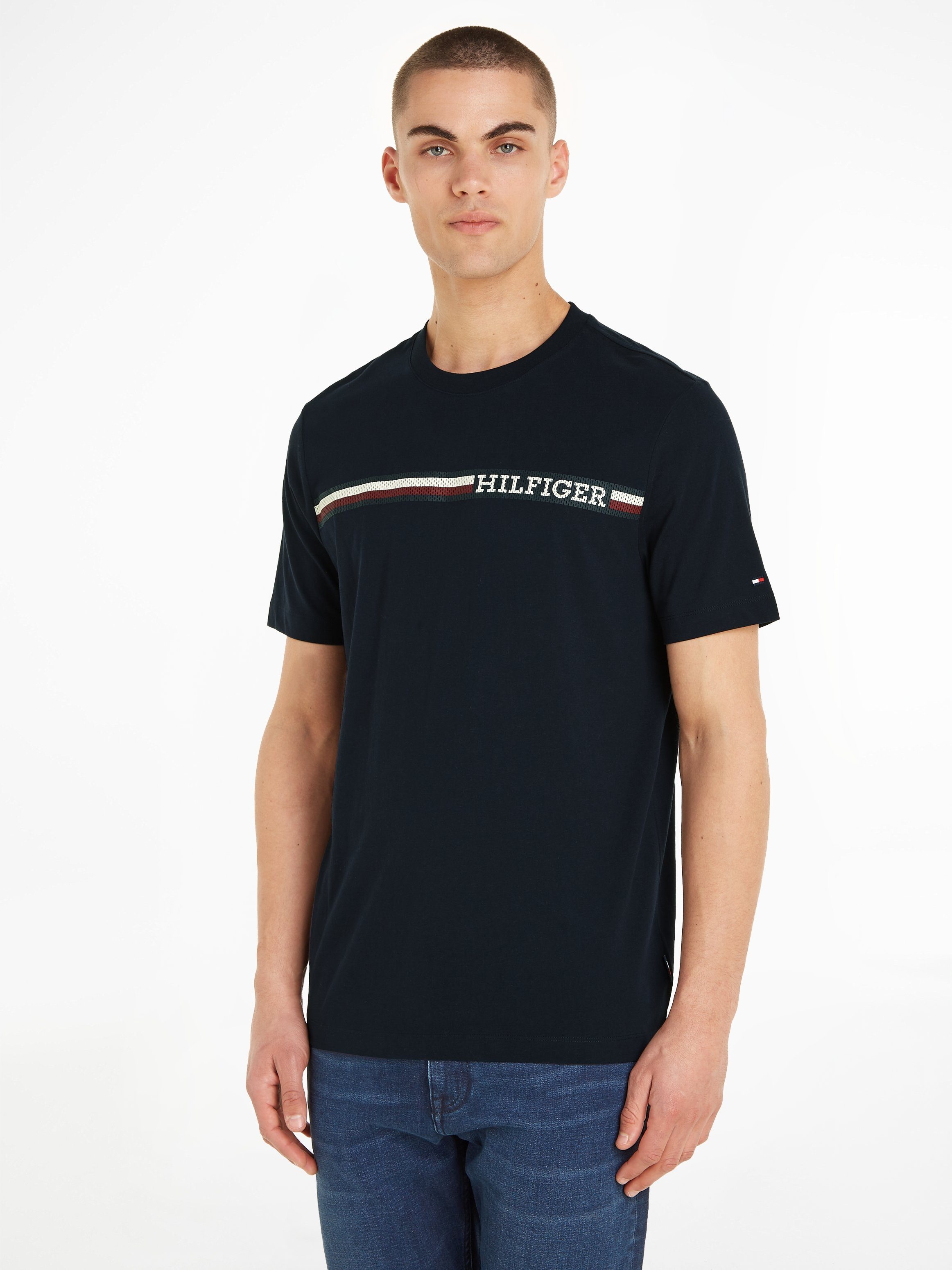 Tommy Hilfiger T-Shirt MONOTYPE CHEST STRIPE TEE mit Markenlogo Desert Sky