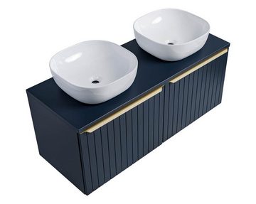 einfachgutemoebel Waschtisch-Set Badezimmer Blauer Waschplatz Bluskand 120cm, Becken weiß, Deep Blue, (Badmöbel Set, 1-St., Badmöbel Waschtisch)