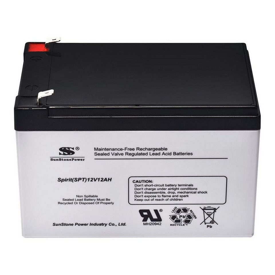 Sunstone Power AGM Batterie 12V 12AH wartungsfrei Bleiakku für USV  Alarmanlage Bleiakkus (12 V)