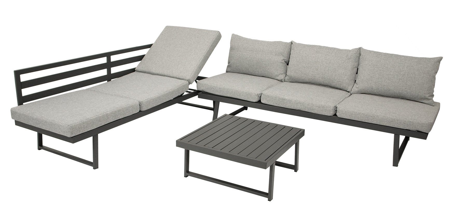 DEGAMO Gartenlounge-Set BOGOTA, (1-tlg), Aluminium grau beschichtet, mit Liegefunktion, Kissen hellgrau