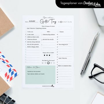 CreativeRobin Notizblock To Do Liste & Tagesplaner Block A5 • 50 Blätter mit Vor- und Rückseite
