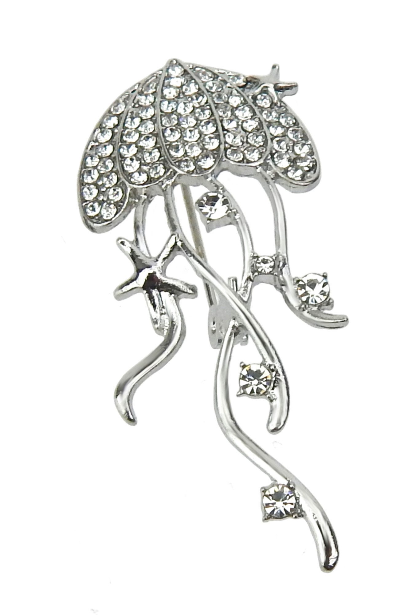 Ella Jonte Brosche, gold oder silber Qualle Strass maritime Ziernadel