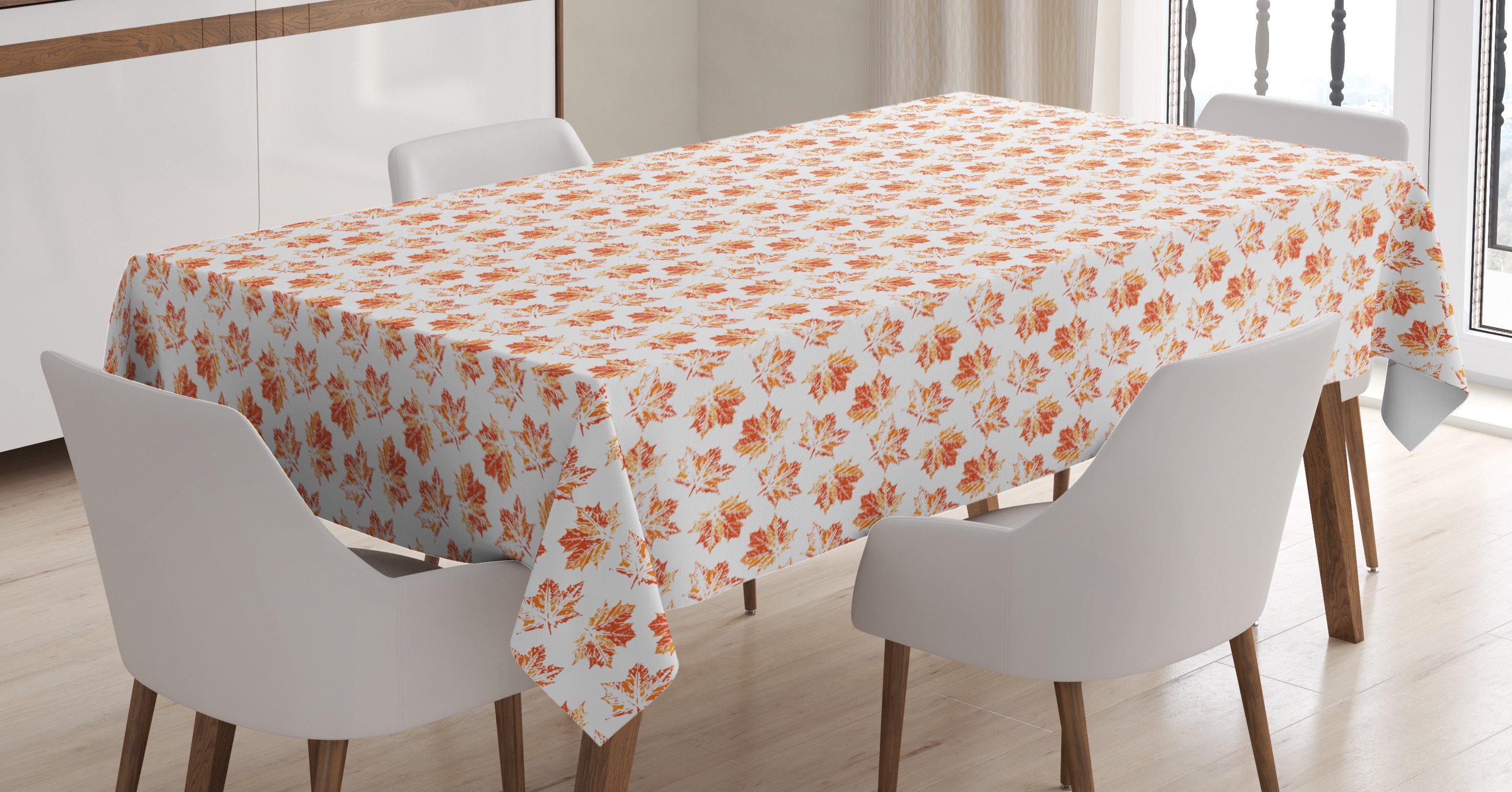 Abakuhaus Tischdecke Farbfest Waschbar Für den Außen Bereich geeignet Klare Farben, Orange Autumn Leaves Pattern