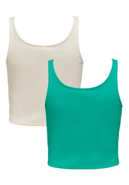 ONLY Shirttop Bauchfrei Geripptes Crop Top 2-er Stück Pack ONLNESSA (2-tlg) 4052 in Weiß-Grün