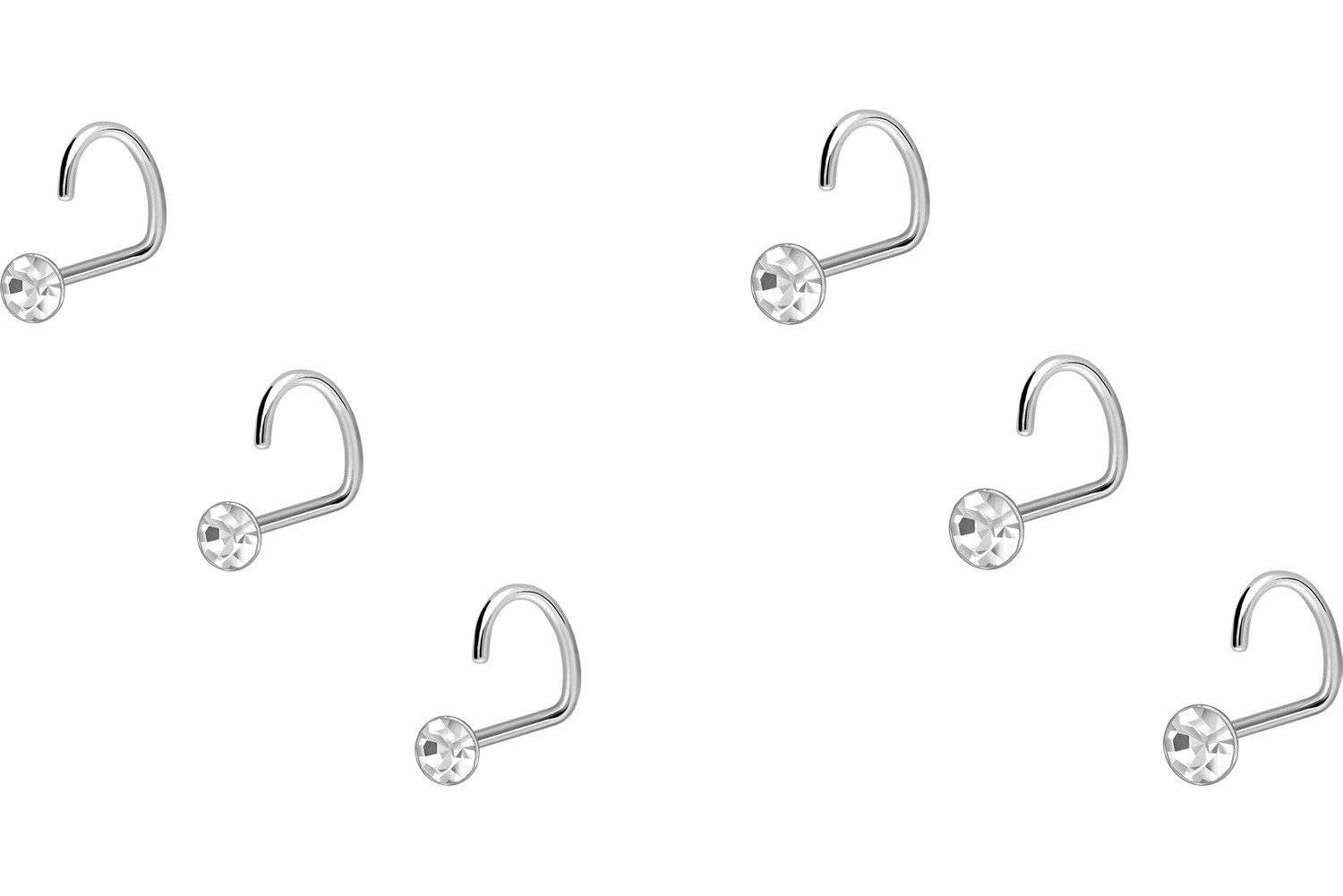 PIERCINGLINE Nasenpiercing SET 925er Silber Nasenstecker Spirale KRISTALL ( günstig online kaufen