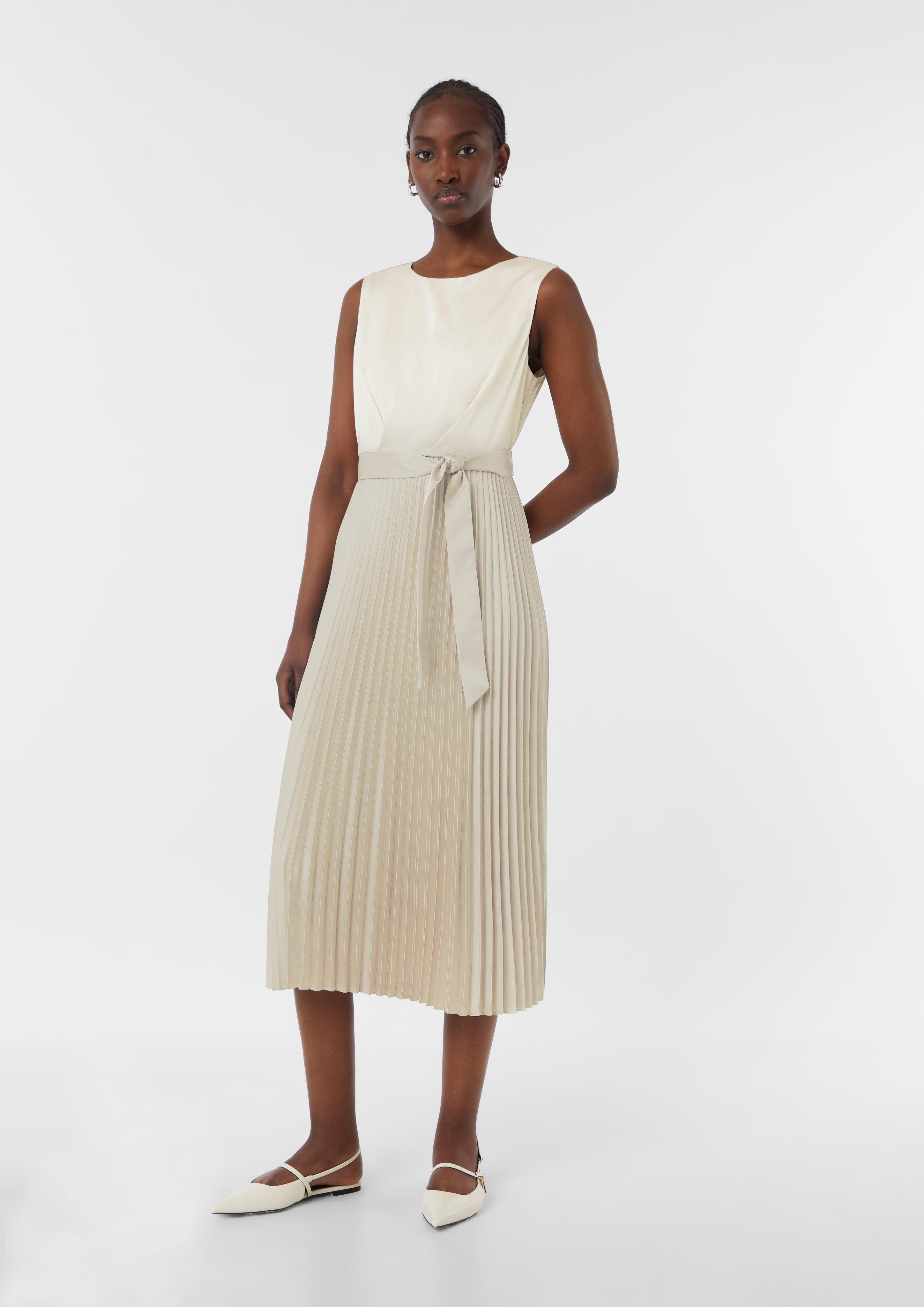 Comma Maxikleid Elegantes Satinkleid mit plissiertem günstig online kaufen