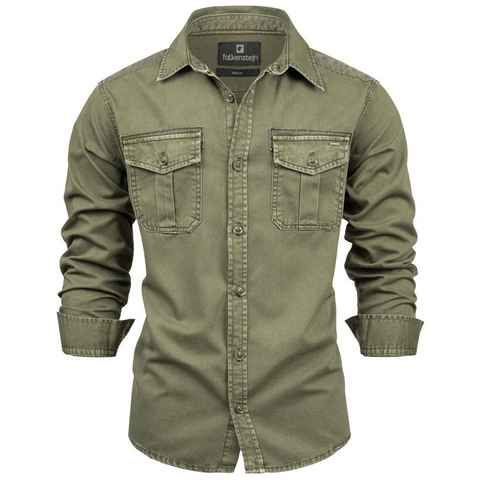 FALKENSTEJN Langarmhemd Herrenhemd - Modell Riccaldo - 100% Baumwolle – Vintage 3 Farben