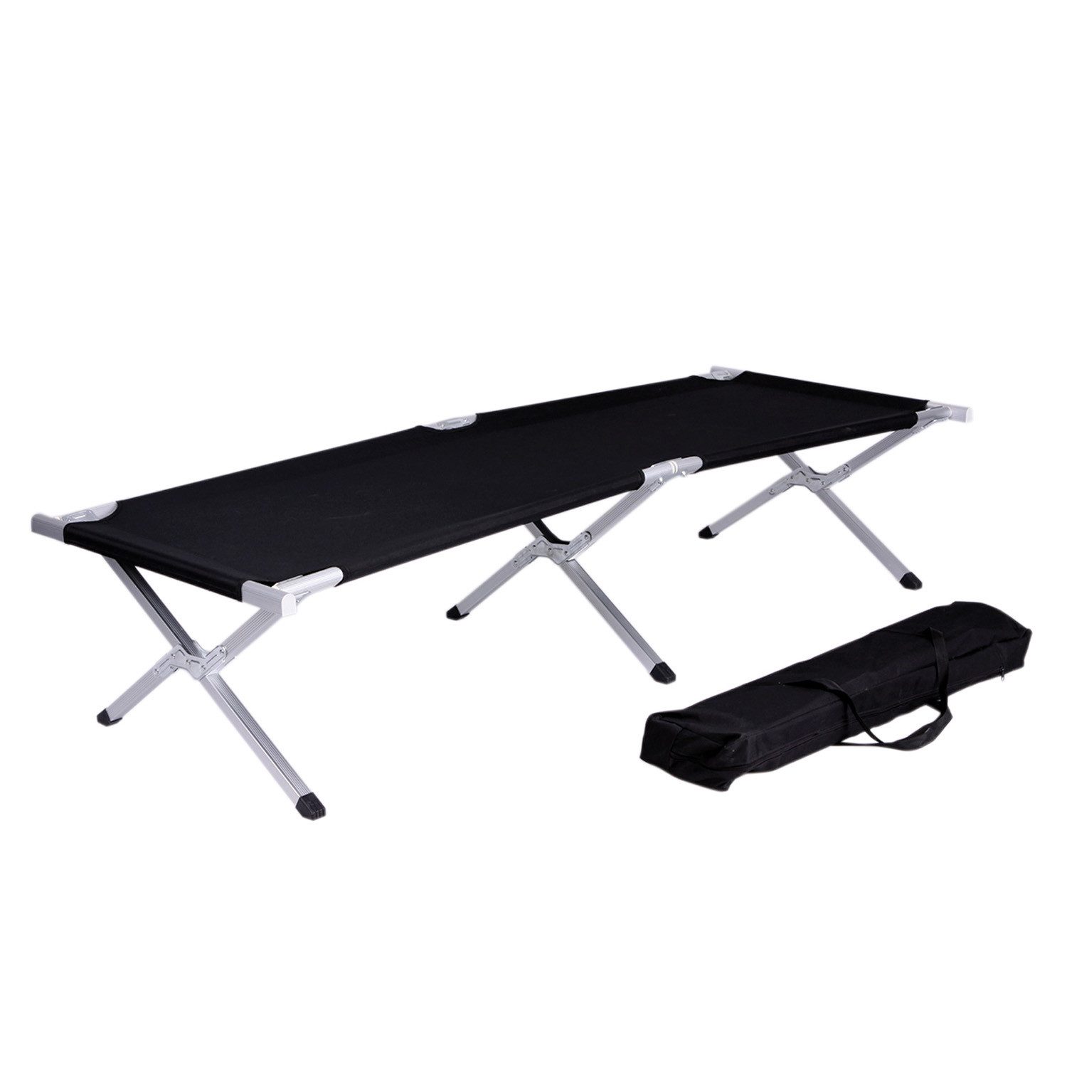 Mojawo Doppelliege Feldbett Schwarz mit Stahlgestell