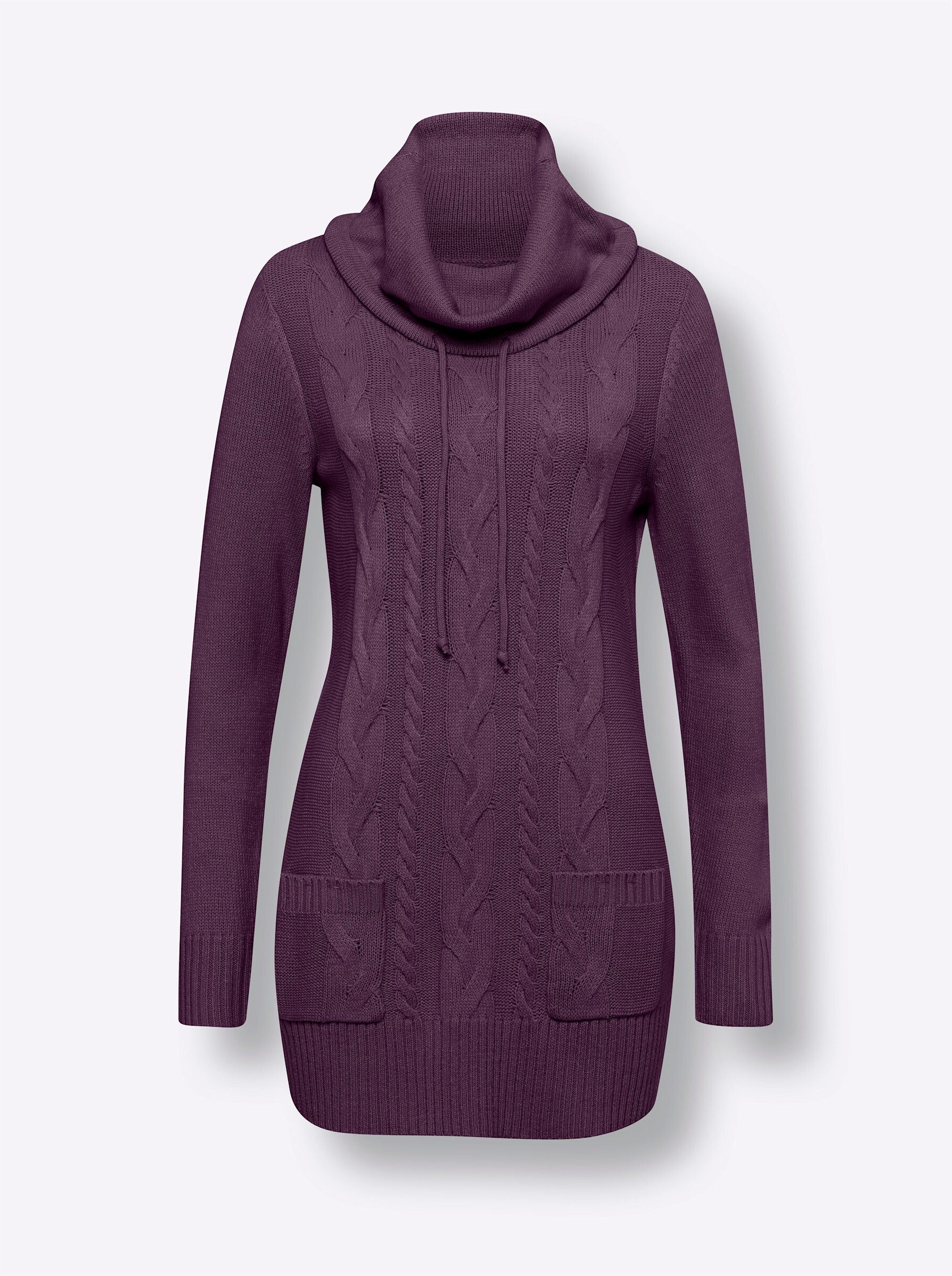 Sieh an! Strickpullover Longpullover Langarm Jersey, Zopfmuster