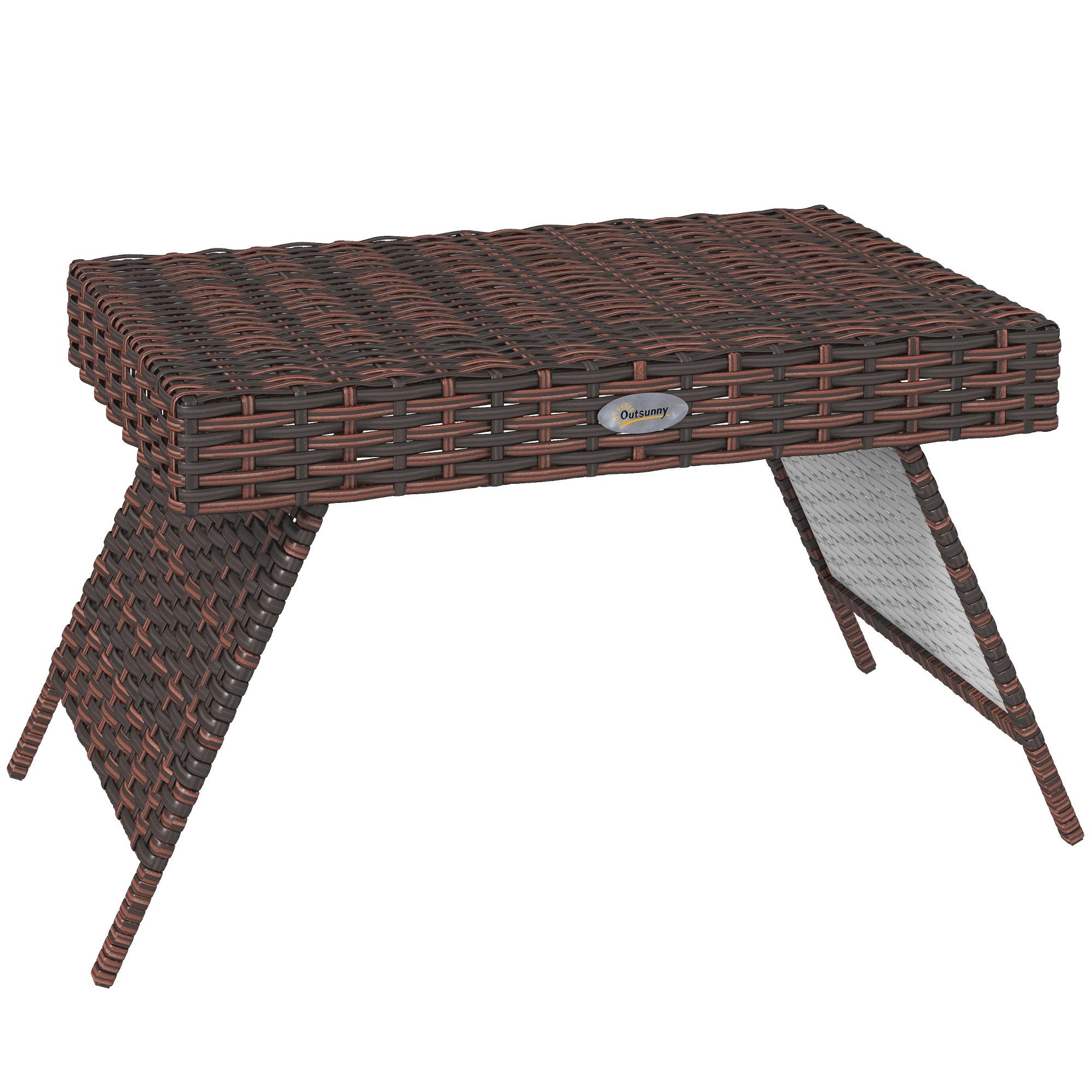 CHICFURN Gartentisch Rattan Klapptisch aus wetterfestem Material in Braun (Packung, 1-St., Praktischer Balkon- und Terrassentisch, einfach zusammenklappbar), Maße: 60 x 41 x 41 cm, kompakt und flexibel platzierbar